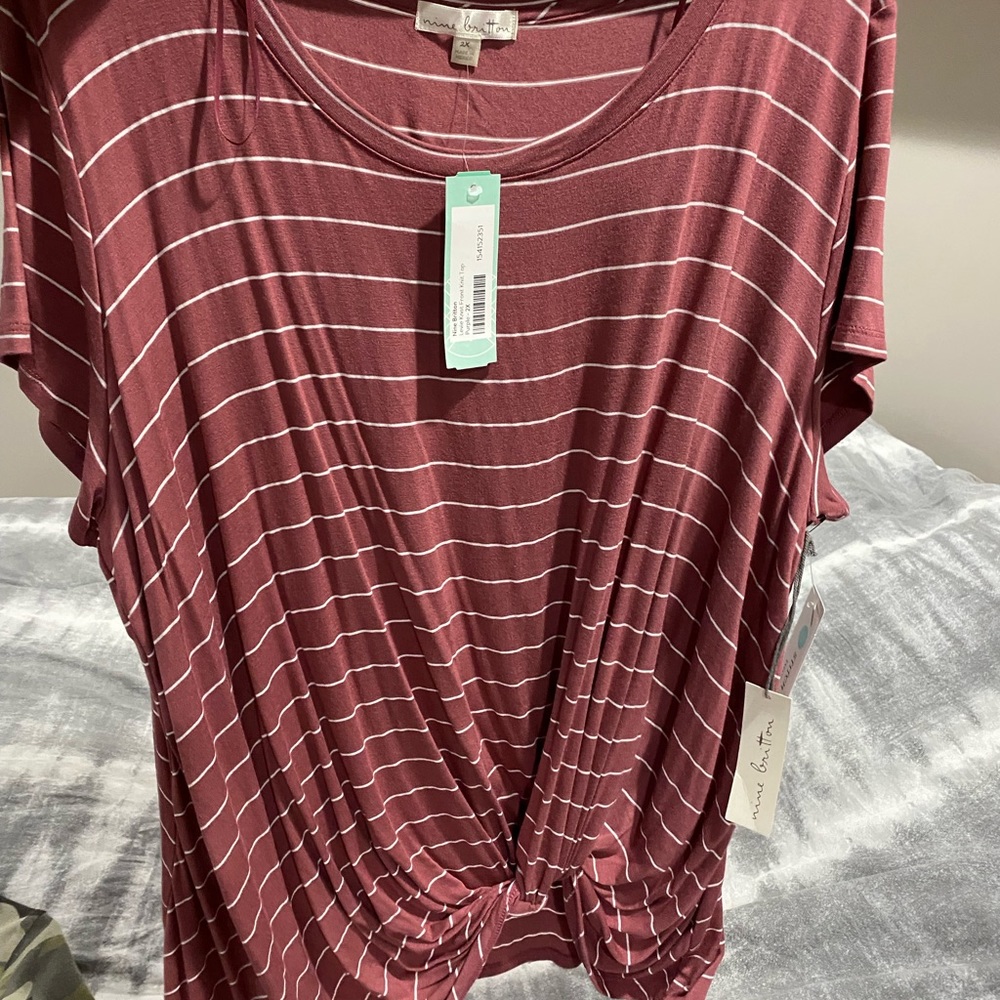 NWT Nine Britton Pink Striped Tee